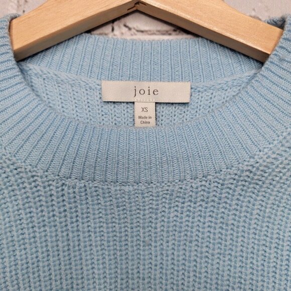 Joie Soleine Sweater Ice Blue Knitted 100% Wool Trumpet Balloon Sleeve Size XS - Picture 8 of 12